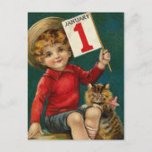 Vintage 1 januari briefkaart (Voorkant)