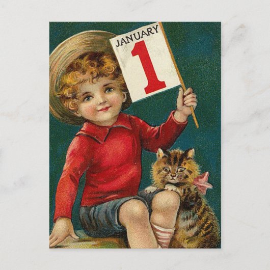 Vintage 1 januari briefkaart (Voorkant)
