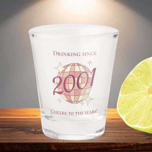 Vintage 2001 25th birthday retro purple  shot glas