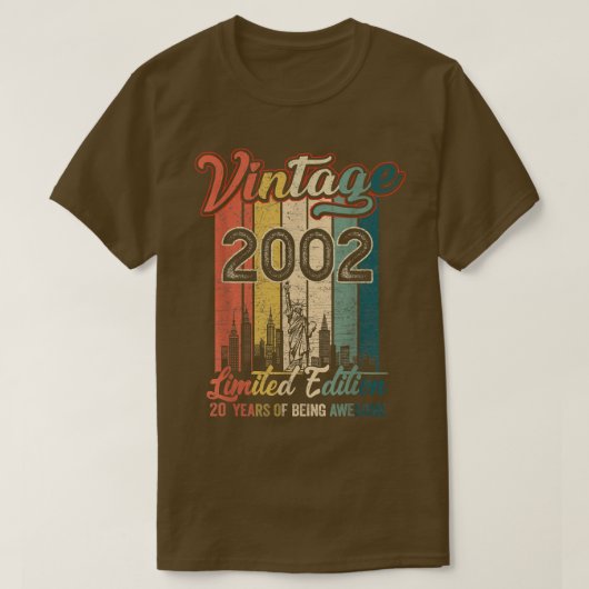 Vintage 2002 20e verjaardag : 20 jaar t-shirt (Design voorkant)
