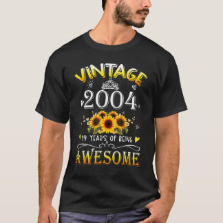 Vintage 2004 Zonnebloem 19e Verjaardag 19 Jaar Zij T-shirt