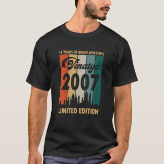 Vintage 2007 15e verjaardag, 15 jaar geleden, t-shirt