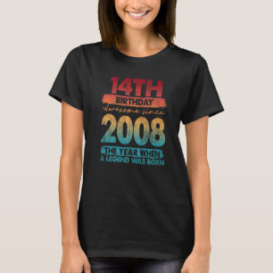Vintage 2008 2008 14 jaar oud op de 14e verjaardag t-shirt