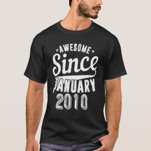 Vintage 2010 Geweldige sinds januari Happy My 12th T-shirt