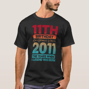 Vintage 2011 2011 11 jaar oude elfde verjaardag t-shirt