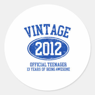 Vintage 2012 Officieel tiener 13e verjaardag 13 ja Ronde Sticker