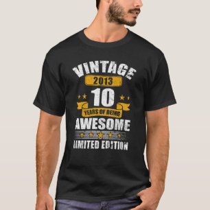 Vintage 2013 10 jaar oud op de tiende verjaardag t-shirt