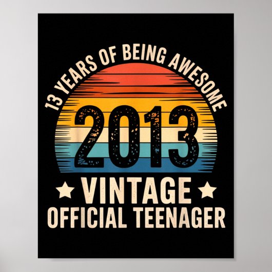 Vintage 2013 Teenager 13th Birthday 13 Yr2026  Poster (Voorkant)