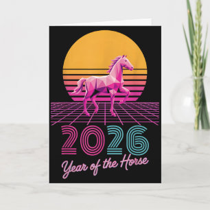 Vintage 2026 Jaar Van Het Paard Maankalender Cowgi Kaart