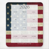 Vintage 2026 USA Flag Mini Calendar Muismat (Voorkant)