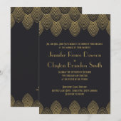 Vintage 20's Art Deco Scallop Wedding Invitation Kaart (Voorkant / Achterkant)