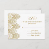 Vintage 20's Art Deco Scalloped Wedding RSVP White (Voorkant / Achterkant)