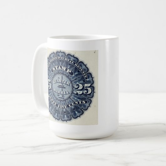 Vintage 25c Bier Revenue Stamp Mok (Voorkant links)