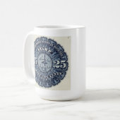 Vintage 25c bieraccijnszegel mokkop koffiemok (Voorkant links)