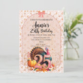  Vintage 25th Thanksgiving Holiday Birthday Kaart (Staand voorkant)