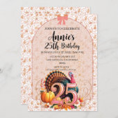  Vintage 25th Thanksgiving Holiday Birthday Kaart (Voorkant / Achterkant)