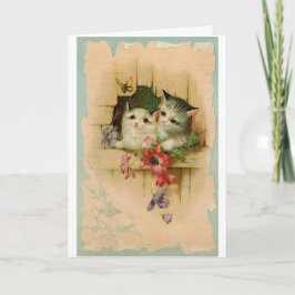 Vintage 2 Cute Kittens Kaart