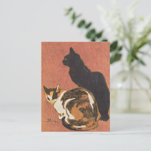 Vintage 2 Katten Steinlen schilderen Briefkaart (Staand voorkant)