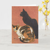 Vintage 2 Katten Steinlen schilderen Kaart (Gele Bloem)