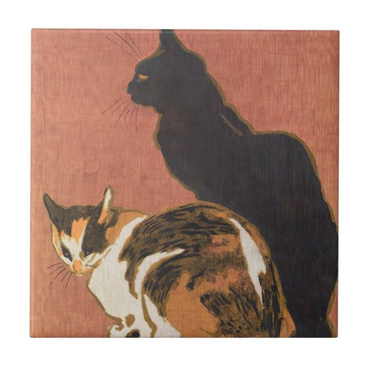 Vintage 2 Katten Steinlen schilderen Tegeltje (Voorkant)