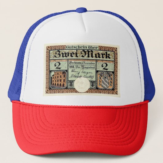 Vintage 2 Mark Notgeld Beckum Trucker Hoed Pet (Voorkant)