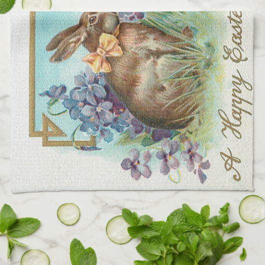 Vintage 2 Paasdag-eitenziekte Theedoek (Gevouwen)