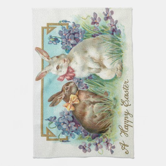 Vintage 2 Paasdag-eitenziekte Theedoek (Verticaal)