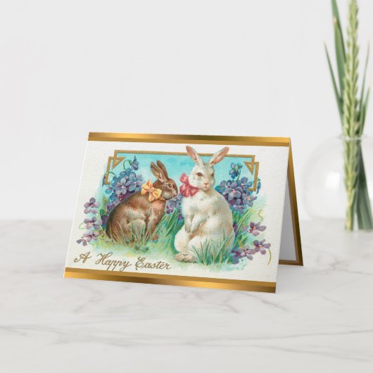 Vintage 2 Paasholiday Merkkaarten Feestdagen Kaart (Voorkant)