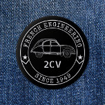 Vintage 2CV Oldtimer Badge Engineering Excellence Ronde Button 5,7 Cm<br><div class="desc">Stap in de tijdloze wereld van klassieke auto's met onze zwarte ronde knop en laat een boeiend retro 2CV Citorien design zien. In de kern staat de iconische 2CV-eend centraal, omgeven door de gewaagde proclamatie "French Engineering" - "Sinds 1949", zorgvuldig gerangschikt in een cirkelvormige formatie gedeeld door twee sterren. Gemaakt...</div>