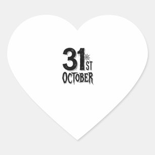 Vintage 31 oktober Halloween typografie ontwerp_1 Hart Sticker