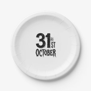 Vintage 31 oktober Halloween typografie ontwerp_1 Papieren Bordje
