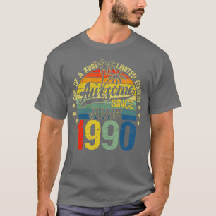 Vintage 32 jaar oud juni 1990 versieringen 32e bi t-shirt