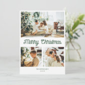 Vintage 3 Foto's Kerstgroet Vakantie Kaart (Staand voorkant)