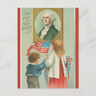 Vintage 3-gejuich voor George Washington Briefkaart