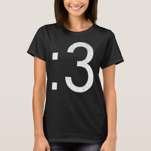 Vintage 3 Omgekeerd Kattengezicht T-shirt (Voorkant)