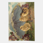 Vintage 3 Paasvakantie Theedoek (Verticaal)