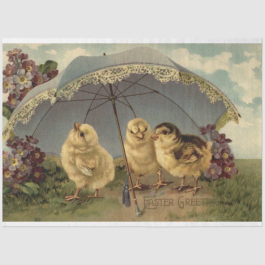 Vintage 3 Paasvakantie Tissuepapier (Voorkant)