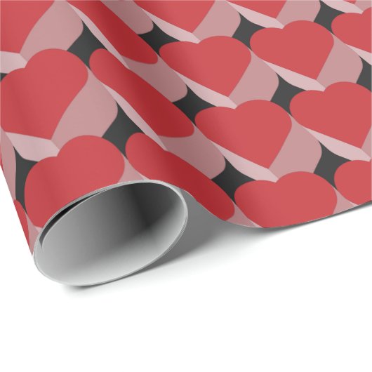 Vintage 3D Red Heart Pattern  Cadeaupapier (Rol Hoek)