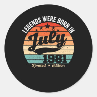 Vintage 41th Birthday Legends Were Born In July Ronde Sticker