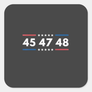 Vintage 45 47 48 Trump 2024 USA Flag President Vierkante Sticker