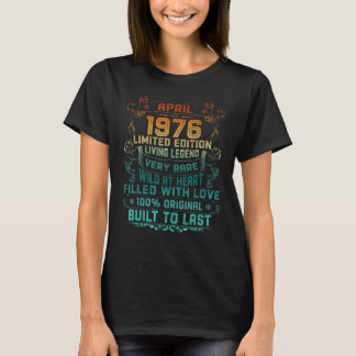 Vintage 46 Years Old April 1976 46th Birthday T-shirt