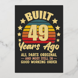 Vintage 49e verjaardag Gebouwd 49 jaar geleden Gra Folie Uitnodiging