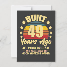 Vintage 49th Birthday Built 49 Years Ago Funny  Magnetische Uitnodiging