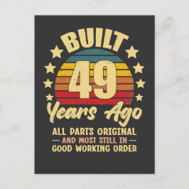Vintage 49th Birthday Built 49 Years Ago Funny  Uitnodiging Briefkaart