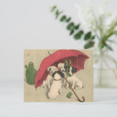 Vintage 4 Honden onder het Briefkaart (Staand voorkant)
