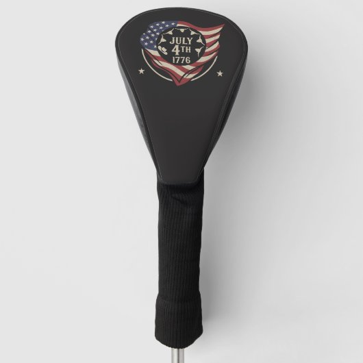 Vintage 4 juli 1776 Vlag Schild Golfheadcover (Voorkant)