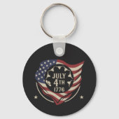 Vintage 4 juli 1776 vlagschild sleutelhanger (Voorkant)