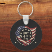 Vintage 4 juli 1776 vlagschild sleutelhanger (Voorkant)