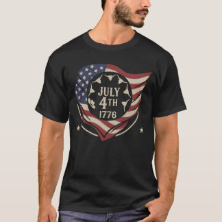 Vintage 4 juli 1776 vlagschild t-shirt