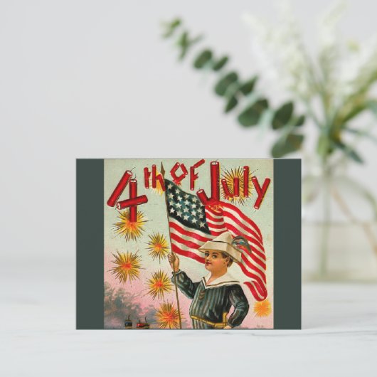 Vintage 4 juli Briefkaart (Staand voorkant)